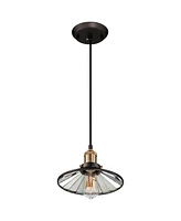 Franklin Iron Works Emile Oil Rubbed Bronze Antique Brass Mini Pendant Lighting 8 3/4" Wide Farmhouse Industrial Rustic Led Fixture for Dining Room Li