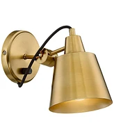 Possini Euro Design Capetown Modern Wall Sconce Lighting Warm Brass Gold Hardwired 5 3/4" Wide Fixture Up Down Swivel Head for Bedroom Bathroom Vanity