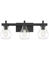 Possini Euro Design Danvers Modern Wall Light Black Metal Hardwired 22.5" 3-Light Fixture Clear Globe Glass Shades for Bedroom Bathroom Vanity Reading
