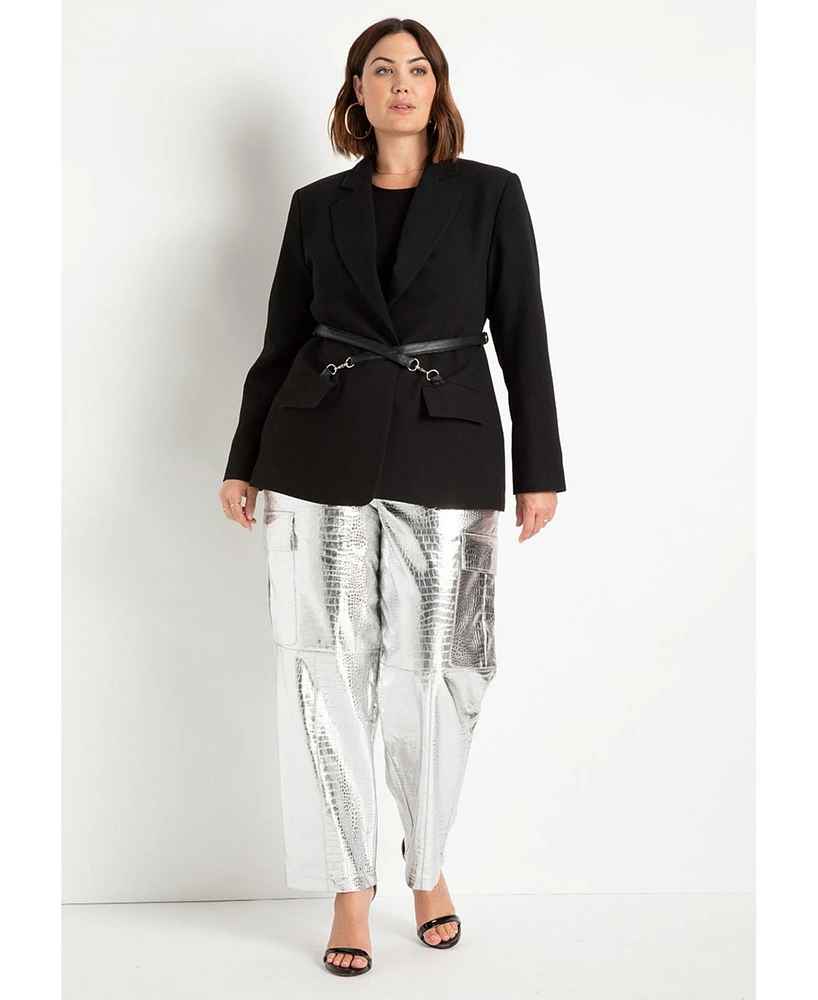 Eloquii Plus Croc Faux Leather Cargo Pant