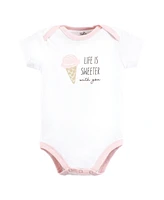 Touched by Nature Baby Girls Organic Cotton Bodysuits, Popsicle