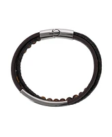 Trafalgar Loose Fit Beaded and Leather 3 Strand Bracelet