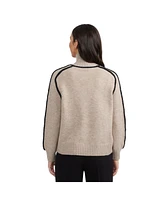 Ellen Tracy Women's High Neck Sweater with Contrast Color Trim