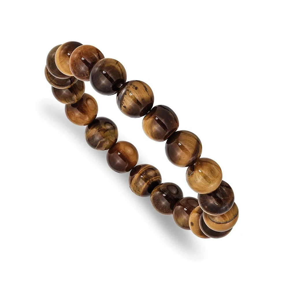 Chisel 10mm Tiger's Eye Agate Beaded Stretch Bracelet