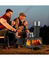 Slickblue Portable Wood Camping Burning Stove Heater with 2 Cooking Positions