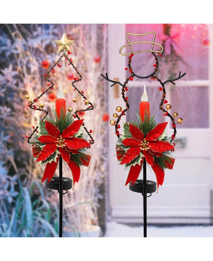 Maggift Solar Christmas Candle Pathway Lights