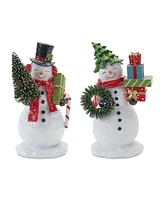 Slickblue Snowman Couple Figurine Set - Winter Holiday Decor