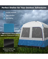 Slickblue 5 Person Camping Tent with Mesh Windows and Carrying Bag for Camping Hiking Traveling-White