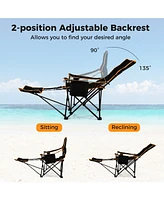 Slickblue Folding Camping Chair with Footrest Camping Lounge Chair with Carry Bag-Black