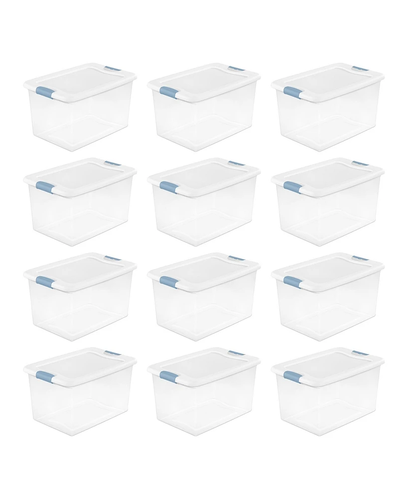 Sterilite 64 Qt Clear Plastic Stackable Storage Bin w/ White Latch Lid