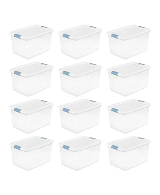 Sterilite 64 Qt Clear Plastic Stackable Storage Bin w/ White Latch Lid
