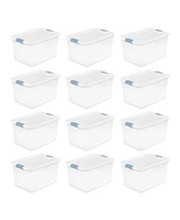 Sterilite 64 Qt Clear Plastic Stackable Storage Bin w/ White Latch Lid