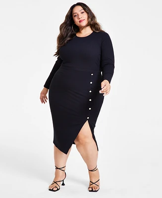 Nina Parker Trendy Plus Rib-Knit Midi Dress