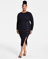 Nina Parker Trendy Plus Rib-Knit Midi Dress