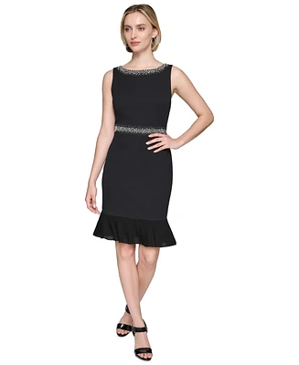 Karl Lagerfeld Paris Women's Pleated-Ruffle Sheath Dress