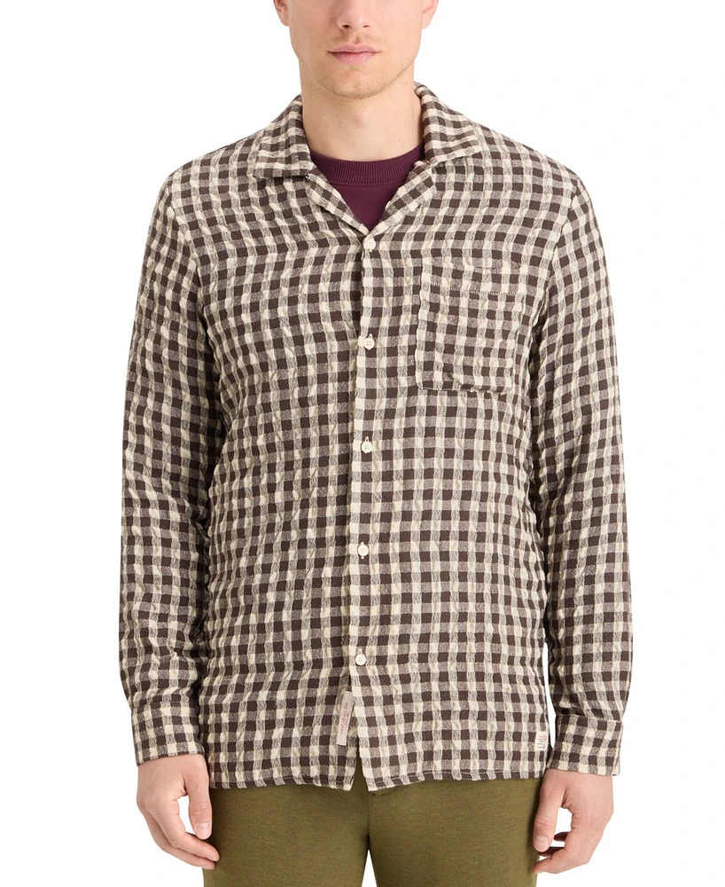 Scotch & Soda Men's Relaxed Fit Seersucker Long Sleeve Button-Front Check Shirt