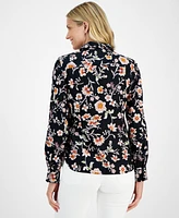 Nautica Jeans Women's Floral Print Cotton Button-Front Shirt