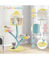 Costway Multi-Layer Cat Tree Cat Tower with Open Condo 2 Removable Perches Dangling Balls