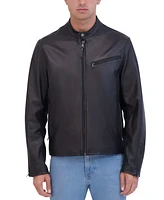 Robert Graham Men's Leather Long-Sleeve Racer Jacket