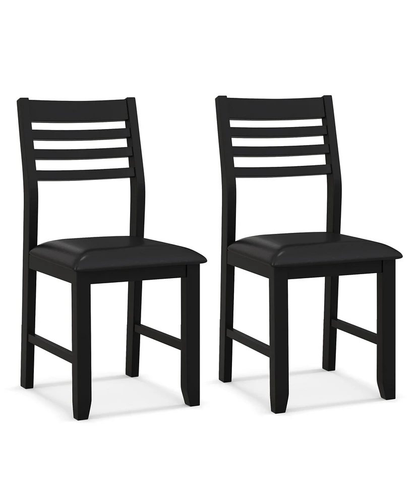 Slickblue Wooden Dining Chair Set of 2 with Rubber Wood Frame and Padded Cushion