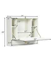 Slickblue Wall Mounted Folding Laptop Desk Hideaway Storage with Drawer