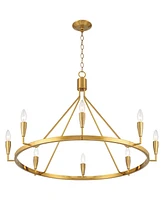 Possini Euro Design Covey Gold Ring Chandelier Lighting 36" Wide Modern Tapering Candles 8