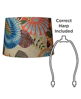 Tropic Large Drum Lamp Shade 14" Top x 16" Bottom x 11" Slant (Spider) Replacement with Harp and Finial - Springcrest