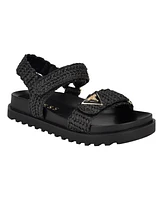 Guess Women's Fabrica Open Toe Slide Footbed Raffia Sandals