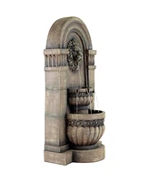 John Timberland Lion Face Roman Outdoor Floor Wall Tiered Water Fountain 50" High with Led Light for Garden Patio Backyard Deck Lawn Porch House Relax