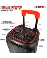 5 Core Bluetooth Speaker Karaoke Machine Portable Singing Pa System w Dj Light + Fm + Usb + Tf Card - Plb 10X2 2MIC