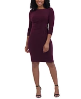 Jessica Howard Women's 3/4-Sleeve Ruched Sheath Dress