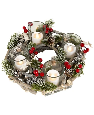 Northlight Frosted Christmas Glass Votive Candle Holder - 9-Inch