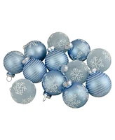 Northlight Light Blue Glitter Christmas Ball Ornaments 1.75-Inch