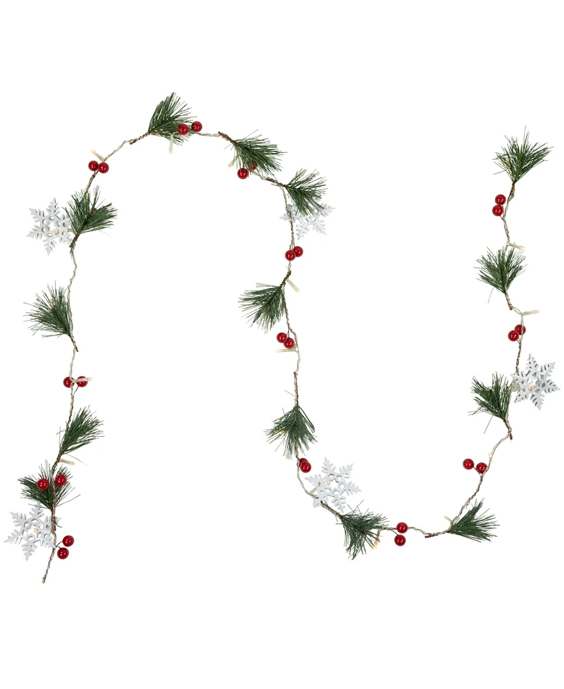 Northlight Pine Berry and Snowflake Christmas Garland - 6-Inch