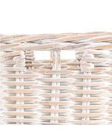 Jonathan Y Reed Southwestern Hand-Woven Rattan Nesting Baskets with Handles, White Wash/Kubu Gray (Set of 2)