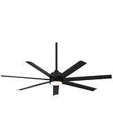 Casa Vieja 56" Phoenix Modern Indoor Ceiling Fan with Cct Led Light and 6-Speed Remote Max Black Finish 7-Blade for Bedroom Living Room Kitchen Dining