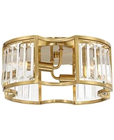 Possini Euro Design Gillian Modern Glam Ceiling Light Semi Flush-Mount Fixture 15" Warm Soft Gold 4-Light Crystal Rods Shade for Bedroom Kitchen Livin