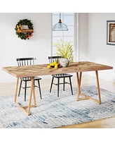 Tribesigns Farmhouse Dining Table for 6 to 8, 70.9 Inch Rectangular Wood Kitchen Table with Heavy Duty Wooden Legs, Industrial Dinner Table for Dining