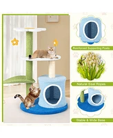 Costway 4-Tier Modern Cat Tree Tower Kitten Activity Center with Sisal Scratching Post