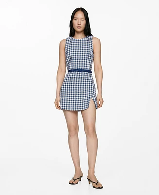 Mango Women's Belt Detail Houndstooth Dress