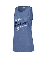 Soft as a Grape Women's Navy New York Yankees Gauze High Neck Tank Top