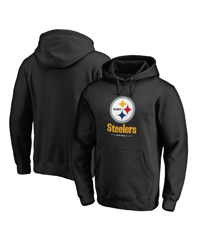 Fanatics Men's Black Pittsburgh Steelers Big Tall Team Logo Lockup Pullover Hoodie