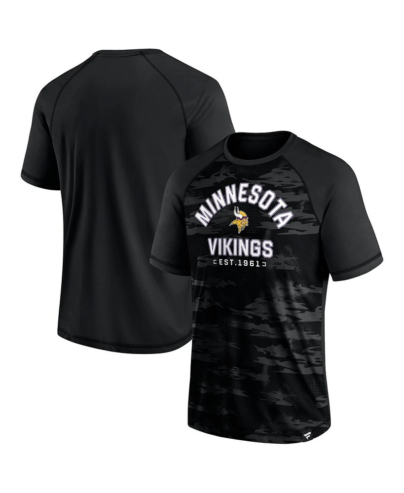 Fanatics Men's Minnesota Vikings Blackout Hail Mary Raglan T-Shirt