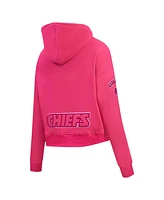 Pro Standard Women's Pink Kansas City Chiefs Triple Pink Cropped Fleece Pullover Hoodie