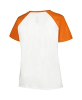 Profile Women's White/Texas Orange Texas Longhorns Plus Best Squad Shimmer Raglan Notch Neck T-Shirt