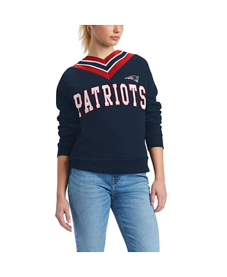 Tommy Hilfiger Women's Navy New England Patriots Heidi V-Neck Pullover Sweatshirt