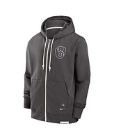 Nike Men's Charcoal Milwaukee Brewers Authentic Collection Travel Player Performance Full-Zip Hoodie