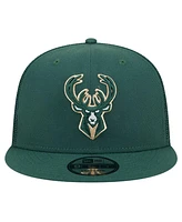 New Era Men's Hunter Green Milwaukee Bucks Evergreen Meshback 9FIFTY Snapback Hat