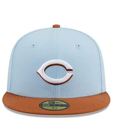 New Era Men's Light Blue/Brown Cincinnati Reds Spring Color Basic Two-Tone 59FIFTY Fitted Hat