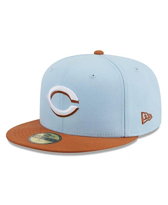 New Era Men's Light Blue/Brown Cincinnati Reds Spring Color Basic Two-Tone 59FIFTY Fitted Hat